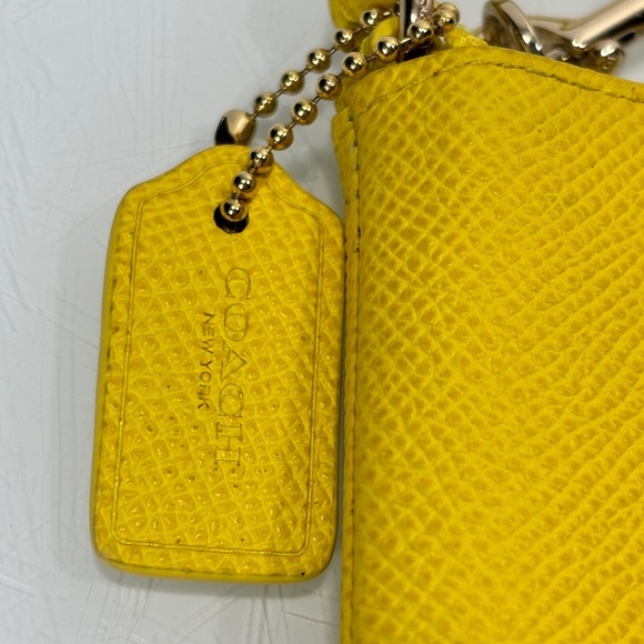 Coach Bright Yellow Pebble Leather Wristlet - Picture 5 of 15